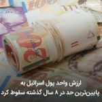 ارزش واحد پول اسرائیل به پایینترین حد در ۸ سال گذشته سقوط کرد.